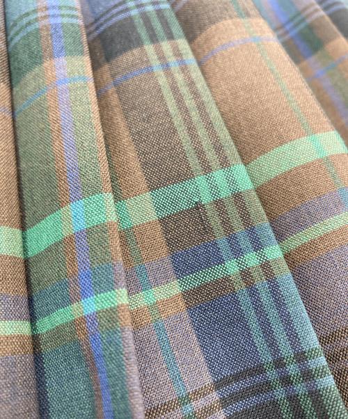 AURALEE（オーラリー）AURALEE (オーラリー) SUPER LIGHT WOOL CHECK PLEATED SKIRT プリーツスカート グリーン×ブラウン サイズ:Lの古着・服飾アイテム