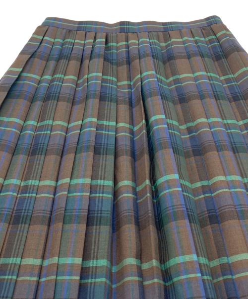 AURALEE（オーラリー）AURALEE (オーラリー) SUPER LIGHT WOOL CHECK PLEATED SKIRT プリーツスカート グリーン×ブラウン サイズ:Lの古着・服飾アイテム