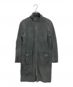 LOEWEロエベ）の古着「ディアスキンスウェードコート　ロングコート　レザーコート　アウター　ライトアウター　ダブルジップ　鹿革」｜グレー