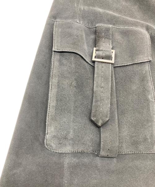 LOEWE（ロエベ）LOEWE (ロエベ) ディアスキンスウェードコート　ロングコート　レザーコート　アウター　ライトアウター　ダブルジップ　鹿革 グレー サイズ:38の古着・服飾アイテム