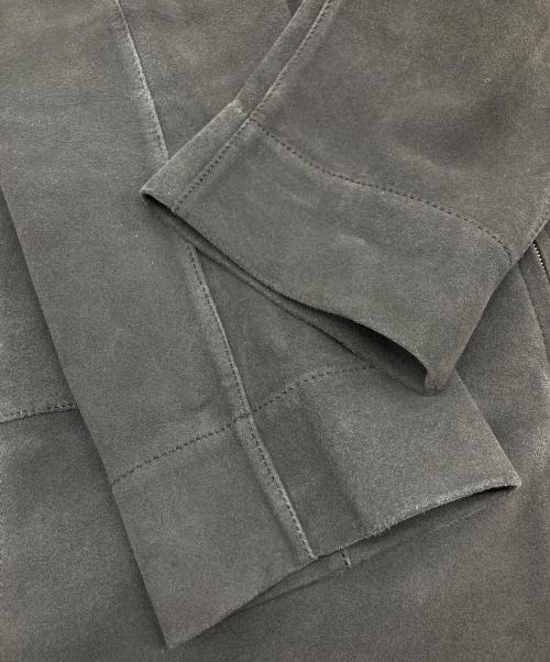 LOEWE（ロエベ）LOEWE (ロエベ) ディアスキンスウェードコート　ロングコート　レザーコート　アウター　ライトアウター　ダブルジップ　鹿革 グレー サイズ:38の古着・服飾アイテム