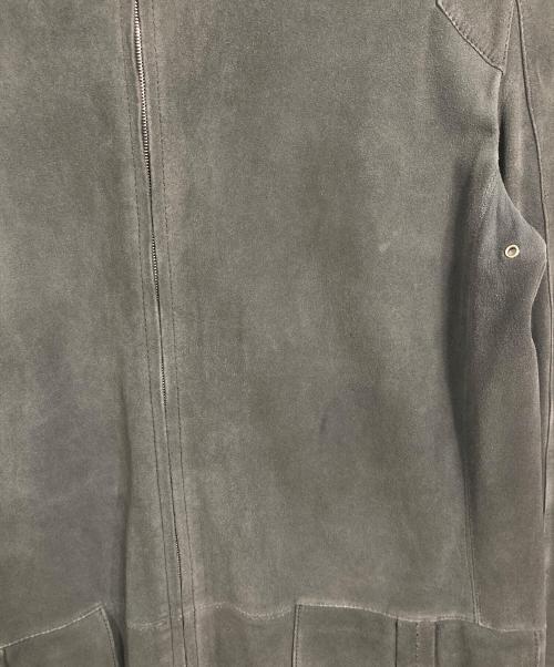 LOEWE（ロエベ）LOEWE (ロエベ) ディアスキンスウェードコート　ロングコート　レザーコート　アウター　ライトアウター　ダブルジップ　鹿革 グレー サイズ:38の古着・服飾アイテム