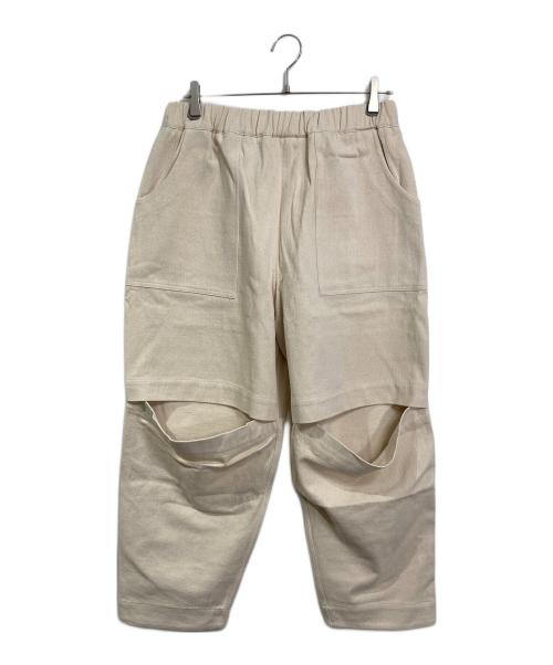 YIFAT FINKELSHTEIN（イファット・フィンケルシュタイン）YIFAT FINKELSHTEIN (イファット・フィンケルシュタイン) 膝オープンワイドパンツ　デザインパンツ ベージュ サイズ:Mの古着・服飾アイテム