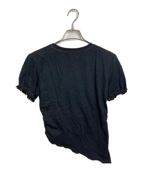 SUKU（スク）SUKU (スク) EBONY LOLA RUCHED TEE エボニー ローラ ルーシュド ティー  デザイントップス　アシンメトリー ブラック サイズ:M 未使用品の古着・服飾アイテム