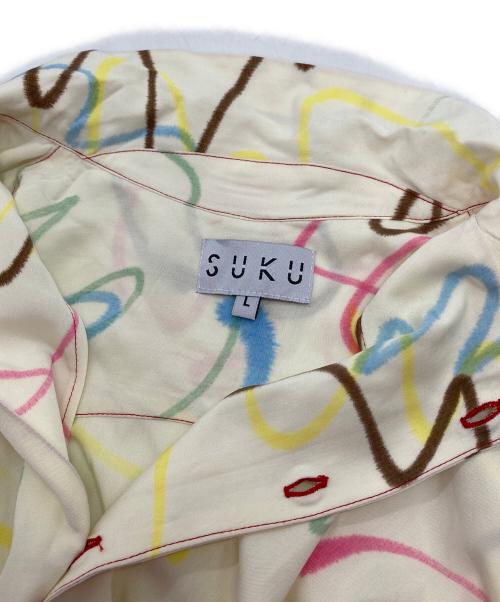 SUKU HOME（スクホーム）SUKU HOME (スクホーム) パジャマセットアップ　半袖シャツ　総柄 ホワイト サイズ:Lの古着・服飾アイテム