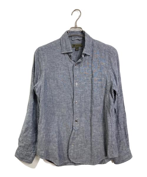 NIGEL CABOURN（ナイジェルケーボン）NIGEL CABOURN (ナイジェルケーボン) BRITISH LINEN OXFORD ブリティッシュリネンオックスフォード　長袖シャツ　麻　日本製 グレー サイズ:46の古着・服飾アイテム