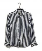 NIGEL CABOURNナイジェルケーボン）の古着「ストライプリネンシャツ　長袖シャツ　麻　日本製」｜インディゴ×ホワイト
