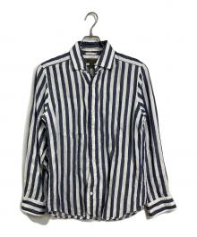 NIGEL CABOURN（ナイジェルケーボン）の古着「ストライプリネンシャツ　長袖シャツ　麻　日本製」｜インディゴ×ホワイト