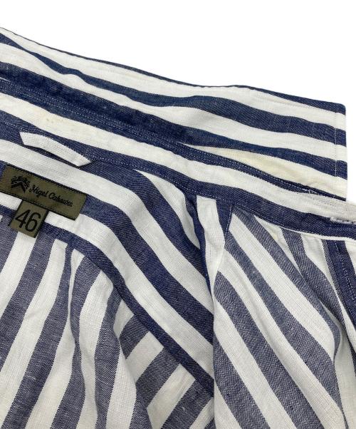NIGEL CABOURN（ナイジェルケーボン）NIGEL CABOURN (ナイジェルケーボン) ストライプリネンシャツ　長袖シャツ　麻　日本製 インディゴ×ホワイト サイズ:46の古着・服飾アイテム