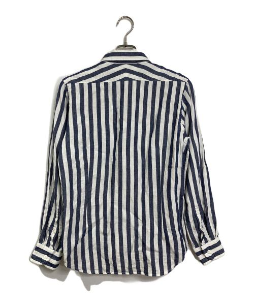 NIGEL CABOURN（ナイジェルケーボン）NIGEL CABOURN (ナイジェルケーボン) ストライプリネンシャツ　長袖シャツ　麻　日本製 インディゴ×ホワイト サイズ:46の古着・服飾アイテム