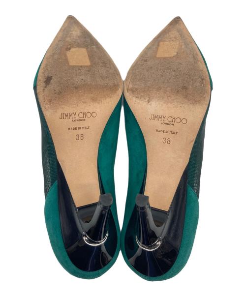 JIMMY CHOO（ジミーチュウ）JIMMY CHOO (ジミーチュウ) ヒールパンプス　ハイヒール　セレモニー　イタリア製 グリーン サイズ:38の古着・服飾アイテム
