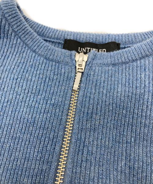 UNTITLED（アンタイトル）UNTITLED (アンタイトル) 着丈短めジップニットカーディガン　日本製 スカイブルー サイズ:2の古着・服飾アイテム