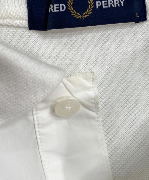 FRED PERRY（フレッドペリー）FRED PERRY (フレッドペリー) MIX PANELLED PIQUE SHIRT  ミックスパネルドピケシャツ  半袖シャツ　ポロシャツ ホワイト サイズ:Lの古着・服飾アイテム