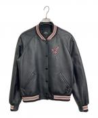 COACHコーチ）の古着「Leather Varsity Jacket  レザーバーシティジャケット レザージャケット　レザースタジャン　アウター　ライトアウター　羊革」｜ブラック
