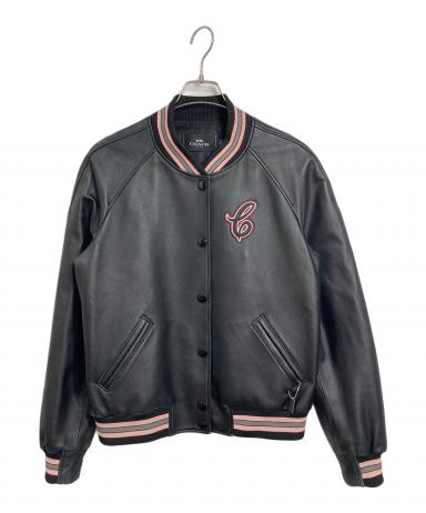 COACH 袖レザー スタジャン サイズM 中古・古着通販】COACH (コーチ) Leather Varsity Jacket レザーバー