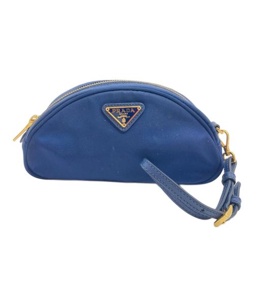 PRADA（プラダ）PRADA (プラダ) ストラップ付ポーチ　ミニポーチ　化粧ポーチ ネイビー サイズ:実寸参照の古着・服飾アイテム