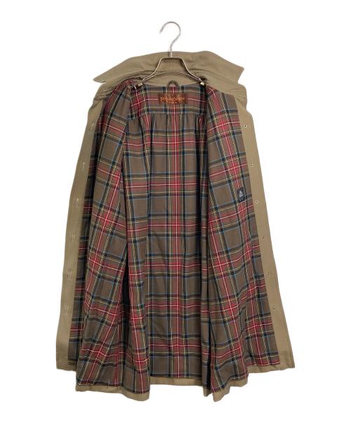 Yves Saint Laurent（イヴサンローラン）Yves Saint Laurent (イヴサンローラン) 裏地チェックステンカラーコート　ロングコート　アウター ブラウン サイズ:9の古着・服飾アイテム