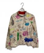 OLLEBOREBLAアルベロベロ）の古着「ブタちゃんハイネックカットソー　長袖カットソー　総柄」｜ベージュ