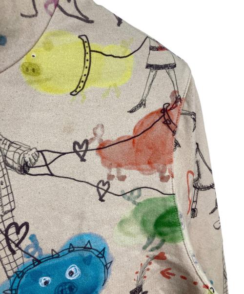 OLLEBOREBLA（アルベロベロ）OLLEBOREBLA (アルベロベロ) ブタちゃんハイネックカットソー　長袖カットソー　総柄 ベージュ サイズ:実寸参照の古着・服飾アイテム