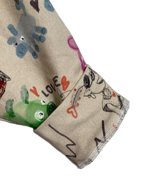 OLLEBOREBLA（アルベロベロ）OLLEBOREBLA (アルベロベロ) ブタちゃんハイネックカットソー　長袖カットソー　総柄 ベージュ サイズ:実寸参照の古着・服飾アイテム