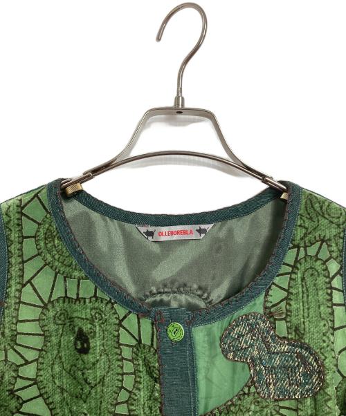 OLLEBOREBLA（アルベロベロ）OLLEBOREBLA (アルベロベロ) ステッチ ノースリーブワンピース　ロングワンピース　日本製 グリーン サイズ:実寸参照の古着・服飾アイテム