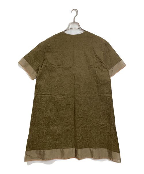 OLLEBOREBLA（アルベロベロ）OLLEBOREBLA (アルベロベロ) ぶたさん刺繍 アップリケワンピース　半袖ワンピース ブラウン サイズ:実寸参照の古着・服飾アイテム