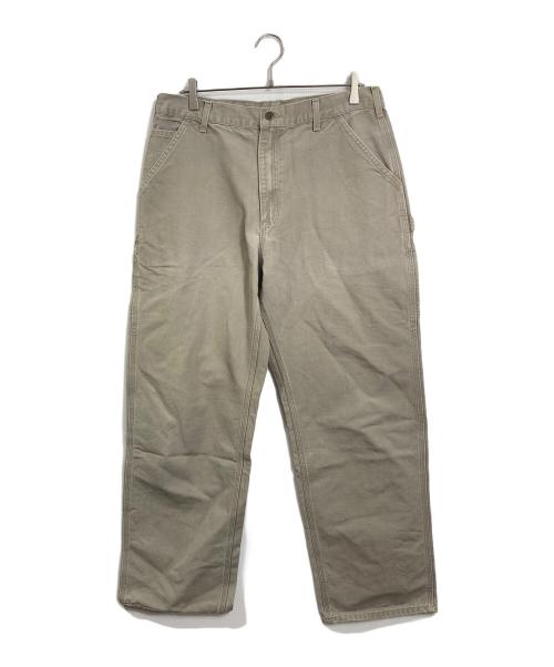 CarHartt（カーハート）CarHartt (カーハート) 【古着】ペインターパンツ　ダック地　ベージュ　ペインターパンツ　レザーパッチ グレー サイズ:36×32の古着・服飾アイテム