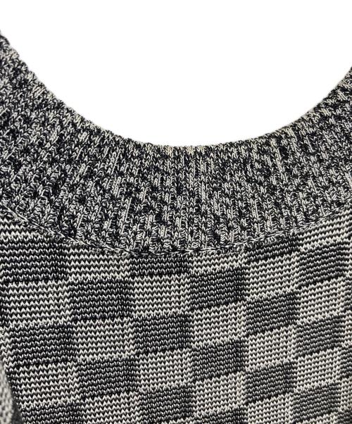 Christian Dior（クリスチャン ディオール）Christian Dior (クリスチャン ディオール) シルク コットン チェックフラッグ柄ワンピース　ロングワンピース　チェッカー　総柄　イタリア製 ホワイト×ブラック サイズ:US2の古着・服飾アイテム