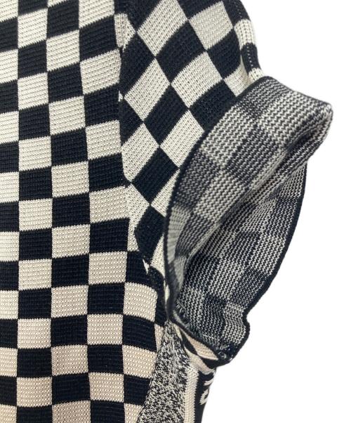 Christian Dior（クリスチャン ディオール）Christian Dior (クリスチャン ディオール) シルク コットン チェックフラッグ柄ワンピース　ロングワンピース　チェッカー　総柄　イタリア製 ホワイト×ブラック サイズ:US2の古着・服飾アイテム