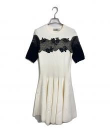 VALENTINO（ヴァレンティノ）の古着「レース切替 バイカラーワンピース　イタリア製　セレモニー」｜ホワイト×ブラック