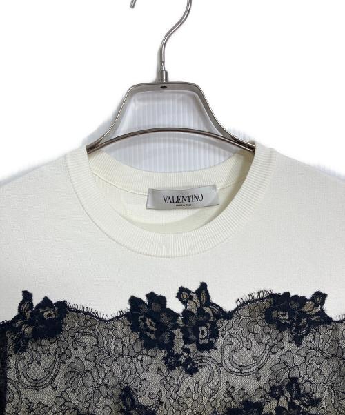 VALENTINO（ヴァレンティノ）VALENTINO (ヴァレンティノ) レース切替 バイカラーワンピース　イタリア製　セレモニー ホワイト×ブラック サイズ:Sの古着・服飾アイテム