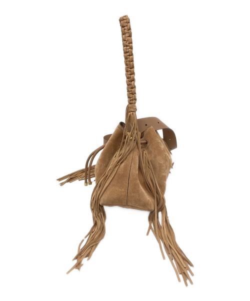 JIMMY CHOO（ジミーチュウ）JIMMY CHOO (ジミーチュウ) シンチ ミディアム/トフィースエード・フリンジ付きショルダーバッグ ベージュ サイズ:実寸参照の古着・服飾アイテム