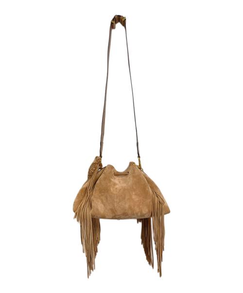 JIMMY CHOO（ジミーチュウ）JIMMY CHOO (ジミーチュウ) シンチ ミディアム/トフィースエード・フリンジ付きショルダーバッグ ベージュ サイズ:実寸参照の古着・服飾アイテム