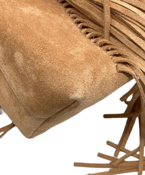 JIMMY CHOO（ジミーチュウ）JIMMY CHOO (ジミーチュウ) シンチ ミディアム/トフィースエード・フリンジ付きショルダーバッグ ベージュ サイズ:実寸参照の古着・服飾アイテム