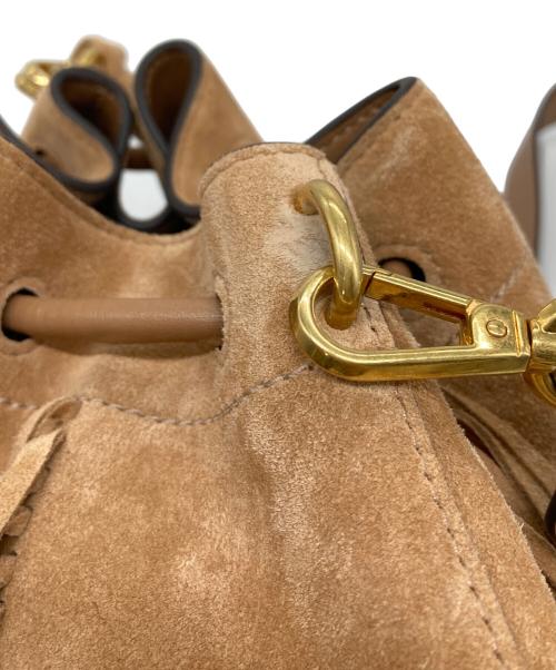 JIMMY CHOO（ジミーチュウ）JIMMY CHOO (ジミーチュウ) シンチ ミディアム/トフィースエード・フリンジ付きショルダーバッグ ベージュ サイズ:実寸参照の古着・服飾アイテム