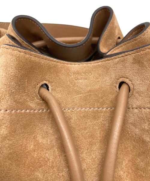 JIMMY CHOO（ジミーチュウ）JIMMY CHOO (ジミーチュウ) シンチ ミディアム/トフィースエード・フリンジ付きショルダーバッグ ベージュ サイズ:実寸参照の古着・服飾アイテム