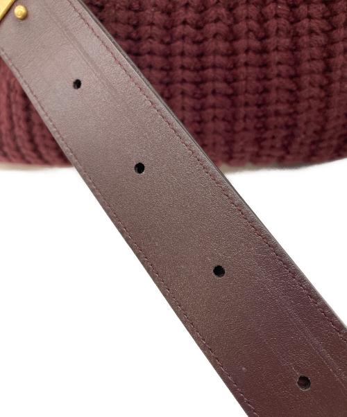 JIMMY CHOO（ジミーチュウ）JIMMY CHOO (ジミーチュウ) シンチ ミディアム　ディープメルロー ニットウール バケットバッグ　ハンドバッグ　ショルダーバッグ　イタリア製 ボルドー サイズ:実寸参照の古着・服飾アイテム