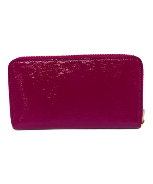 TORY BURCH（トリーバーチ）TORY BURCH (トリーバーチ) エナメルロングウォレット　ラウンドファスナー　長財布 ピンク サイズ:実寸参照の古着・服飾アイテム