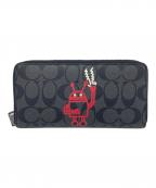 COACH×Keith Haringコーチ×キースヘリング）の古着「コラボラウンドジップロングウォレット　シグネチャー　ラウンドファスナー　長財布　」｜グレー
