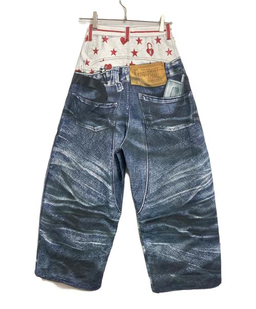 DND4DES（ディーエヌディーフォーデス）DND4DES (ディーエヌディーフォーデス) 3Dプリント バギーデニムパンツ マルチカラー サイズ:XSの古着・服飾アイテム