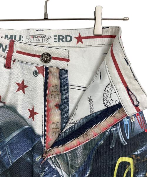 DND4DES（ディーエヌディーフォーデス）DND4DES (ディーエヌディーフォーデス) 3Dプリント バギーデニムパンツ マルチカラー サイズ:XSの古着・服飾アイテム