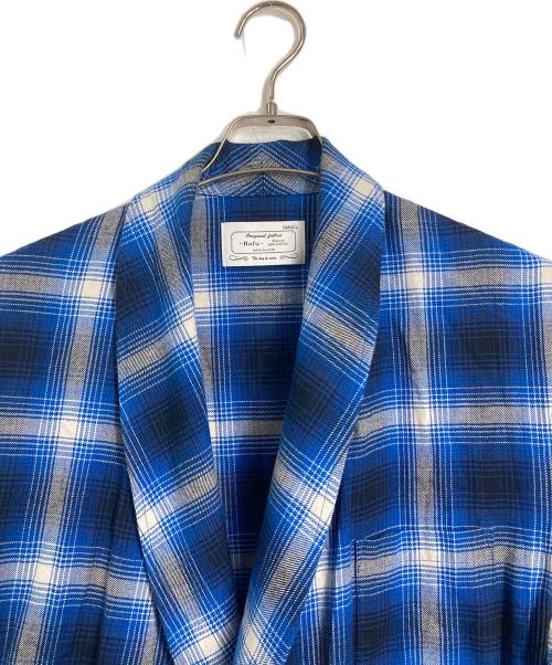 RAFU（ラフ）RAFU (ラフ) チェックガウンコート　ロングコート　アウター　ライトアウター　日本製 ブルー サイズ:Sの古着・服飾アイテム