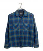 PENDLETONペンドルトン）の古着「ボードシャツ　長袖シャツ　チェックシャツ　ウールシャツ　日本製」｜ブルー