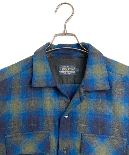 PENDLETON（ペンドルトン）PENDLETON (ペンドルトン) ボードシャツ　長袖シャツ　チェックシャツ　ウールシャツ　日本製 ブルー サイズ:Lの古着・服飾アイテム