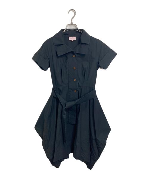 Vivienne Westwood RED LABEL（ヴィヴィアンウエストウッドレッドレーベル）Vivienne Westwood RED LABEL (ヴィヴィアンウエストウッドレッドレーベル) シャツワンピース　半袖ワンピース　デザインワンピース　日本製 ブラック サイズ:2の古着・服飾アイテム