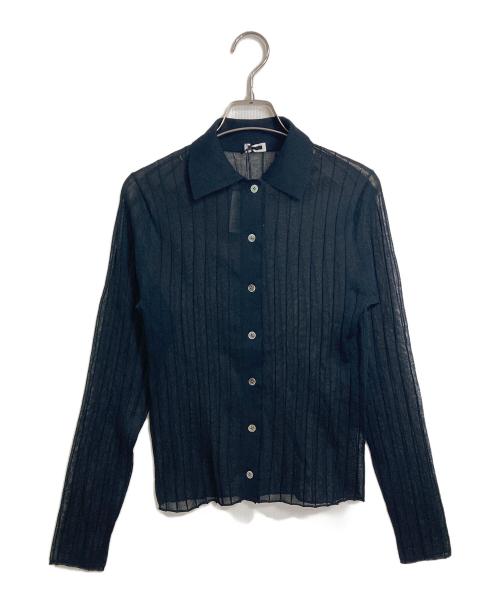 H BEAUTY&YOUTH（エイチ ビューティー&ユース）H BEAUTY&YOUTH (エイチ ビューティー&ユース) シアーリブ シャツニット ブラック サイズ:FREEの古着・服飾アイテム