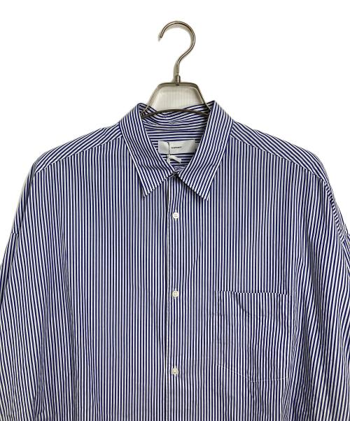 Graphpaper（グラフペーパー）Graphpaper (グラフペーパー) Broad Stripe L/S Oversized Regular Collar Shirt コットンシャツ　ストライプ ブルー×ホワイト サイズ:2 未使用品の古着・服飾アイテム