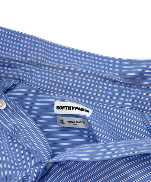 SOFTHYPHEN（ソフトハイフン）SOFTHYPHEN (ソフトハイフン) THOMAS MASON (トーマスメイソン) 長袖シャツ　ストライプシャツ　日本製 ブルー サイズ:3の古着・服飾アイテム
