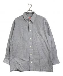 KENZO（ケンゾー）の古着「ロゴボタンストライプシャツ　ストライプ　コットンシャツ」｜グレー