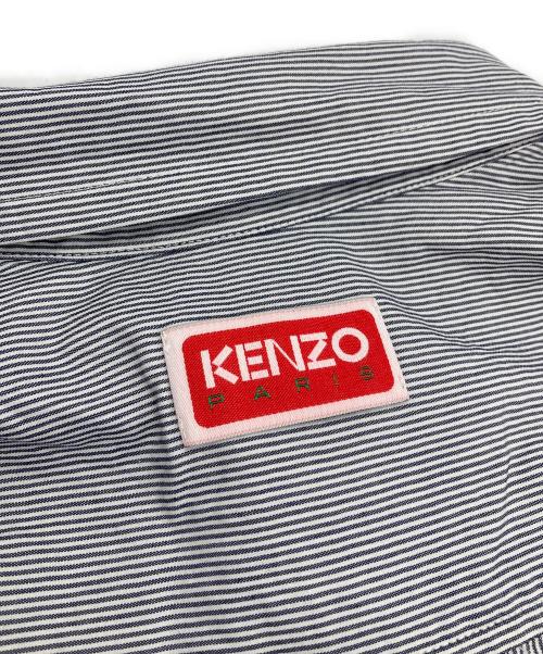 KENZO（ケンゾー）KENZO (ケンゾー) ロゴボタンストライプシャツ　ストライプ　コットンシャツ グレー サイズ:Lの古着・服飾アイテム